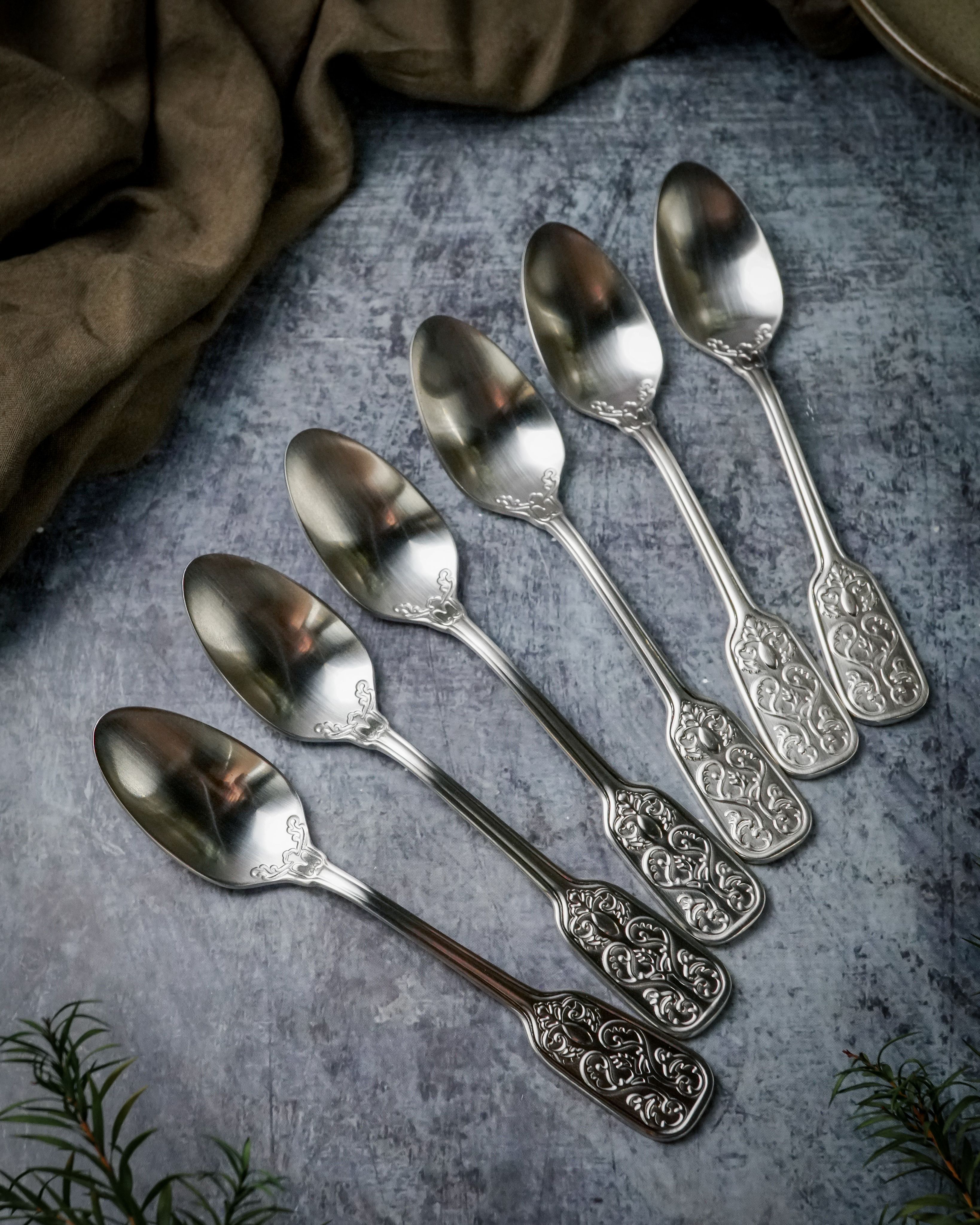 

Чайные ложки Comas Versailles Satin 14 см 6 шт нержавеющая сталь 1810, Серебристый