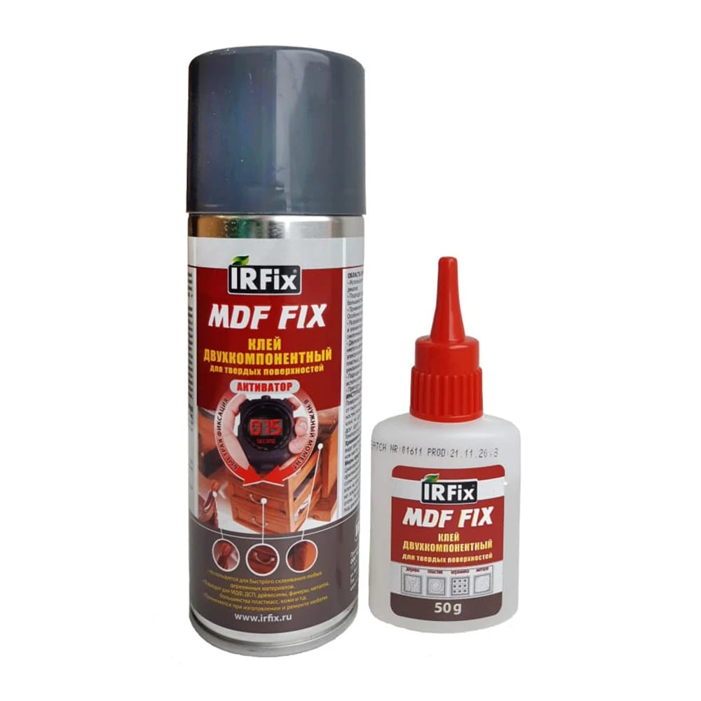 Клей Irfix Mdf Fix цианакрилатный, двухкомпонентный, 450 мл секундный цианакрилатный клей irfix