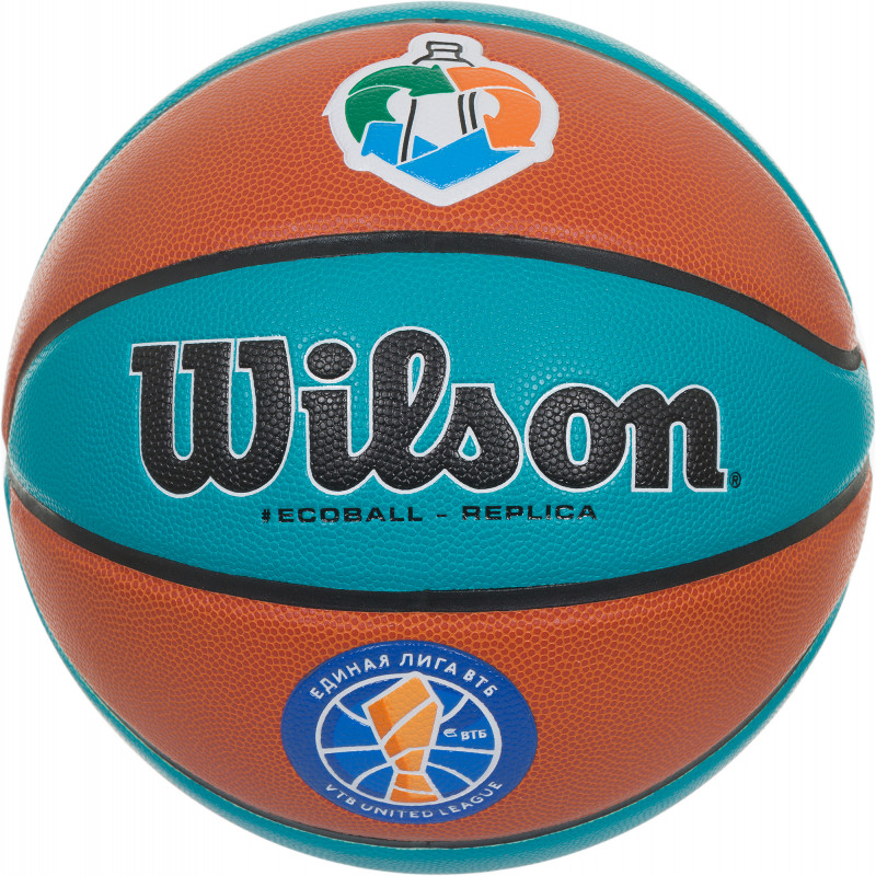 Мяч баскетбольный Wilson EcoBall Replica VTB Logo, размер 7, оранжево-бирюзовый