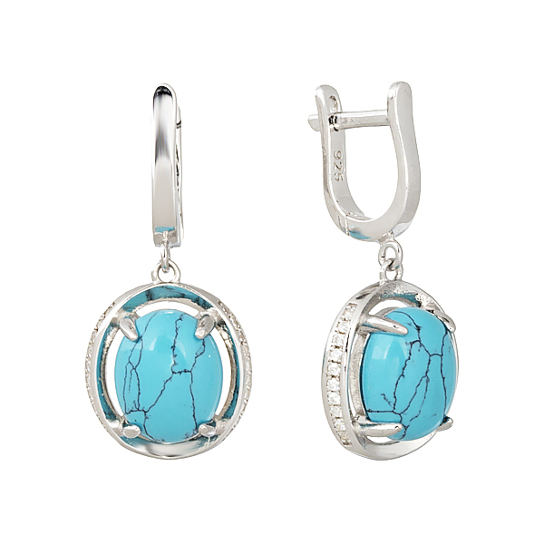

Серьги женские из серебра Balex Jewellery 2433930271, бирюза/фианит, 2433930271