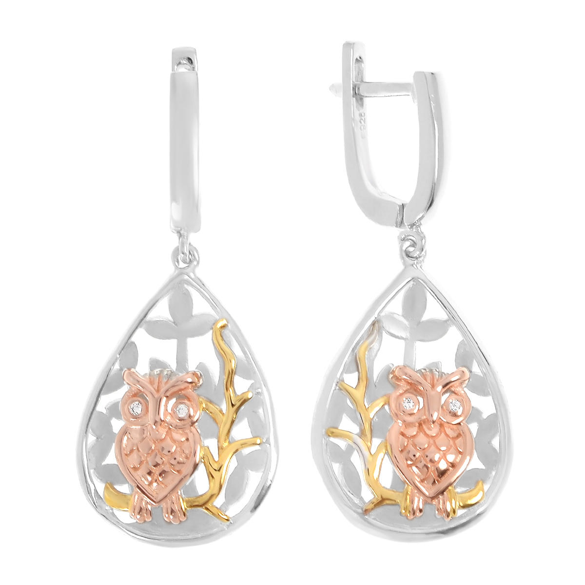 

Серьги подвески из серебра Balex Jewellery 2435900079, фианит, 2435900079