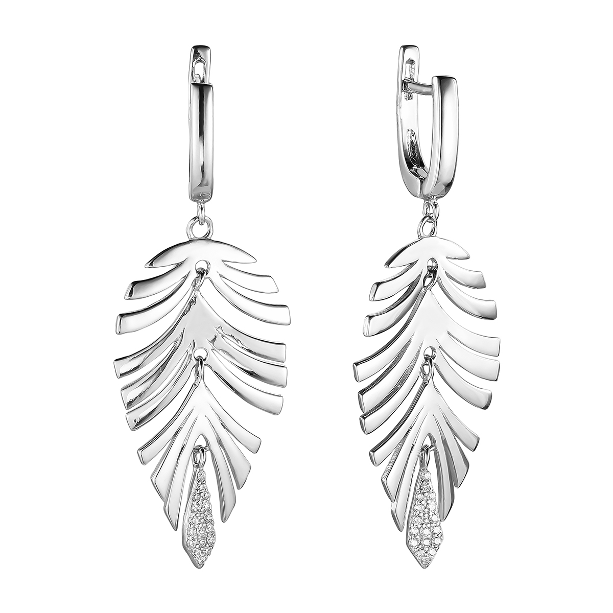 

Серьги подвески из серебра Balex Jewellery 2435910090, фианит, 2435910090