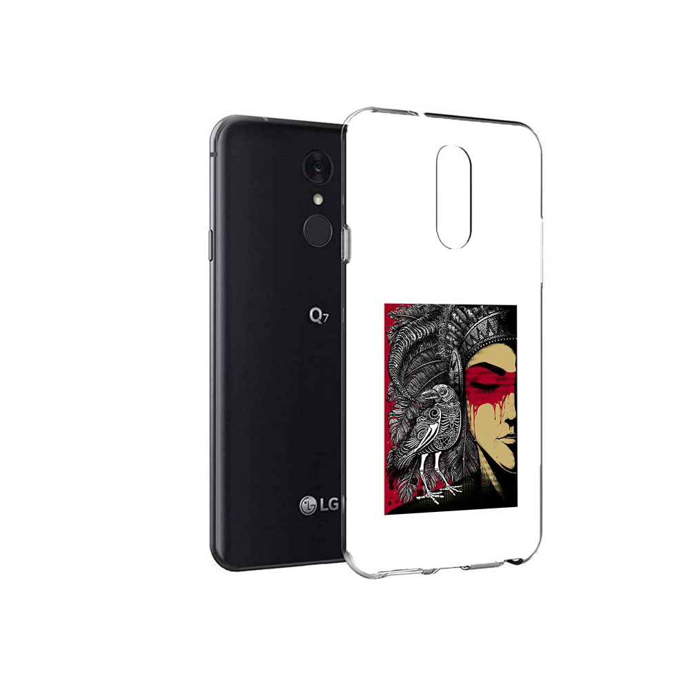 

Чехол MyPads Tocco для LG Q7 девушка с вороном в абстракции (PT113427.75.311), Tocco