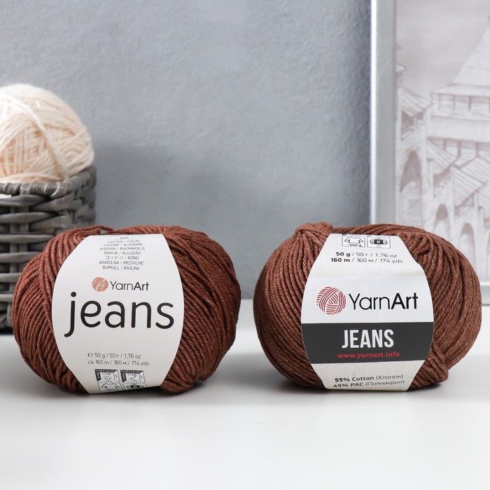 

Пряжа "Jeans" 55% хлопок, 45% акрил 160м/50гр (70 коричневый)