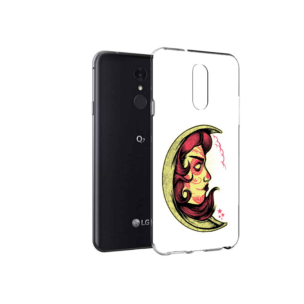 

Чехол MyPads Tocco для LG Q7 желтый полумесяц с лицом девушки (PT113427.75.346), Tocco