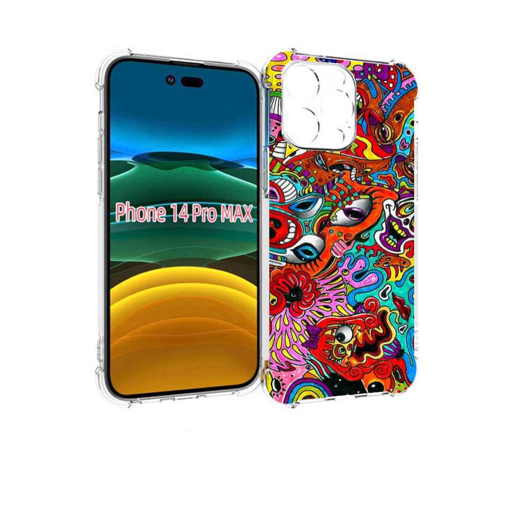 

Чехол MyPads разные абстракции яркие для iPhone 14 Pro Max, Прозрачный, Tocco