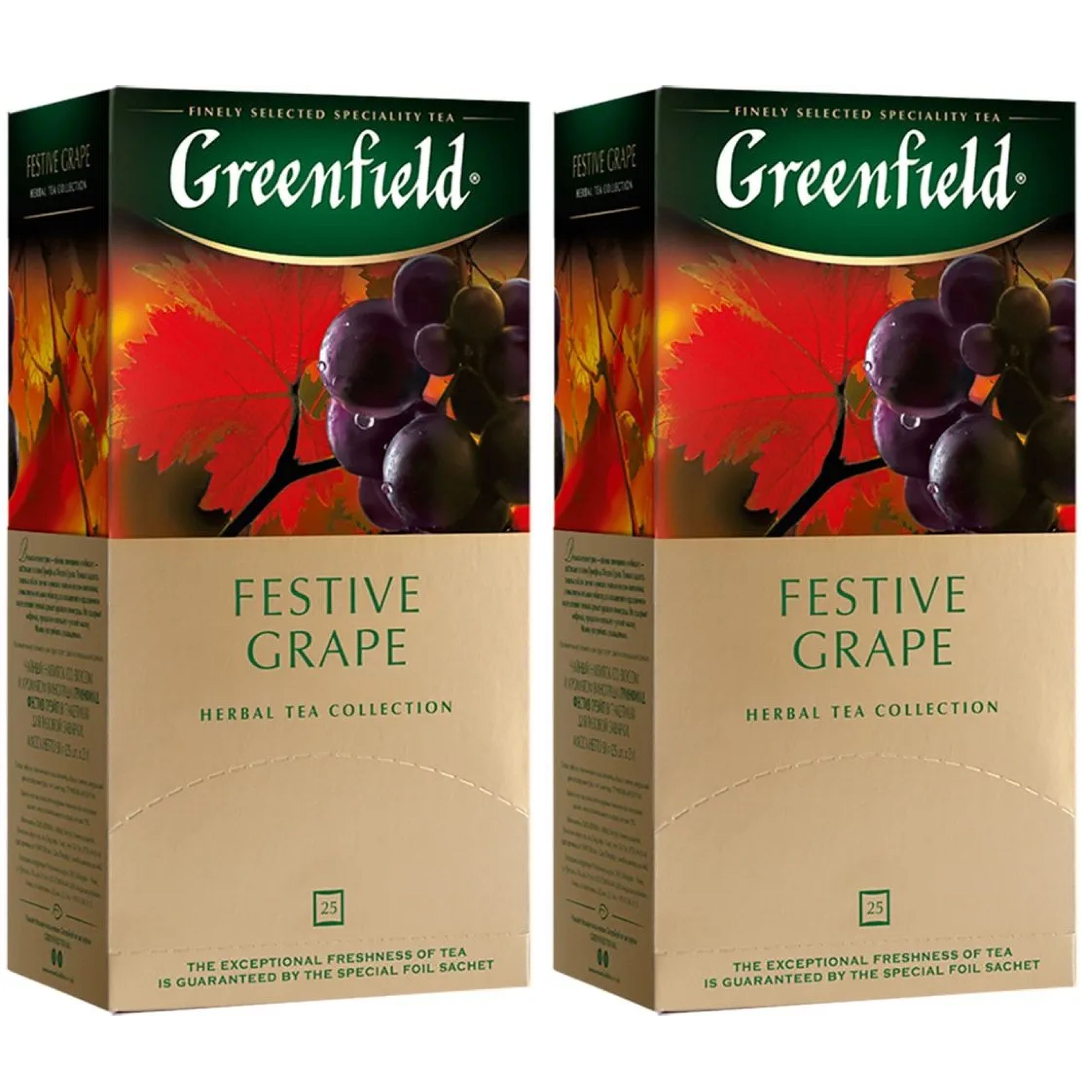 

Чай травяной Greenfield Festive Grape, 2 упаковки по 25 пакетиков