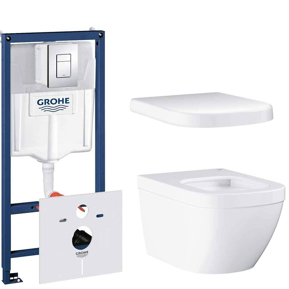 

Унитаз подвесной безободковый GROHE Euro Ceramic с сиденьем с микролифтом NW0010-1