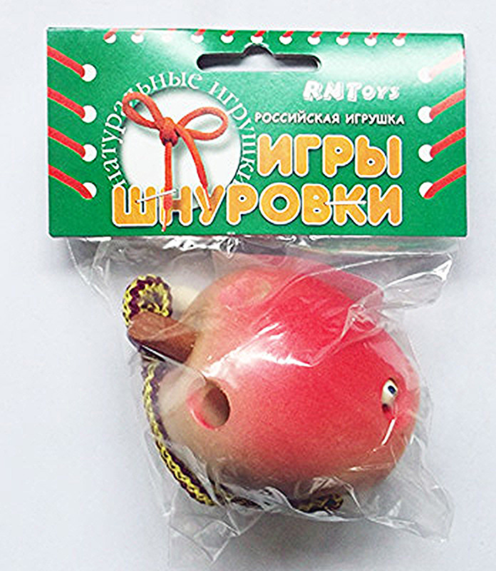 Деревянные игрушки RNToys Яблоко-шнуровка многоцветный грибочек шнуровка rntoys рнтойс расписной ш 037