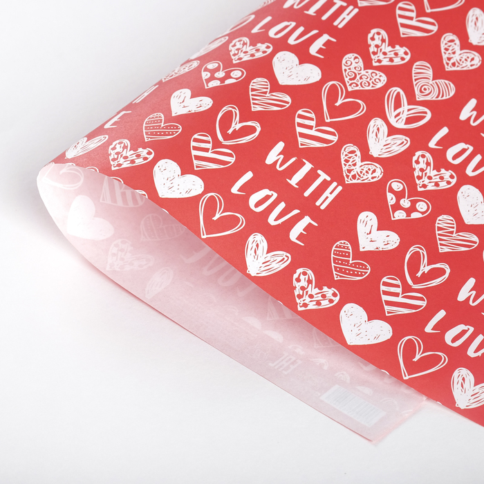 

Бумага крафтовая «With love», фон красный, 50 х 70 см(10 шт.), Белый;красный