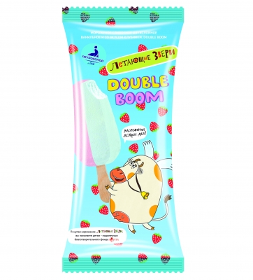 

Мороженое сливочное Летающие звери Double Boom ванильное со вкусом клубники БЗМЖ 60 г
