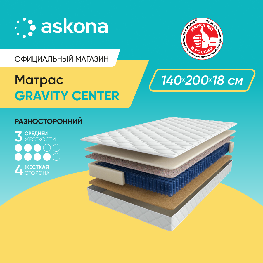 

Матрас Askona Gravity Сenter 140x200, Белый, Gravity Сenter