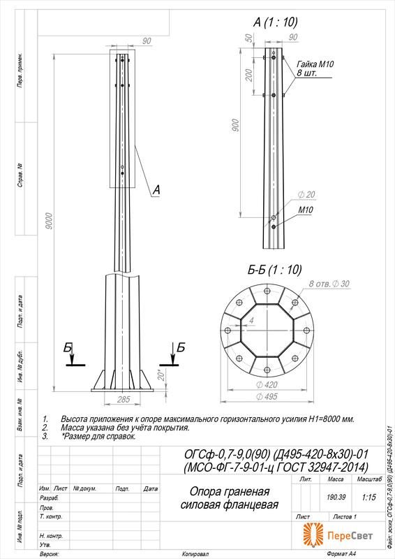 Опора ОГСф-0.7-9.0(90) (Д495-420-8х30)-01-ц Пересвет 00-009672 100071685908