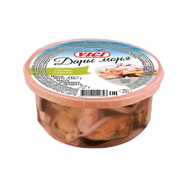 

Коктейль из морепродуктов Vici Дары моря в рассоле 180 г