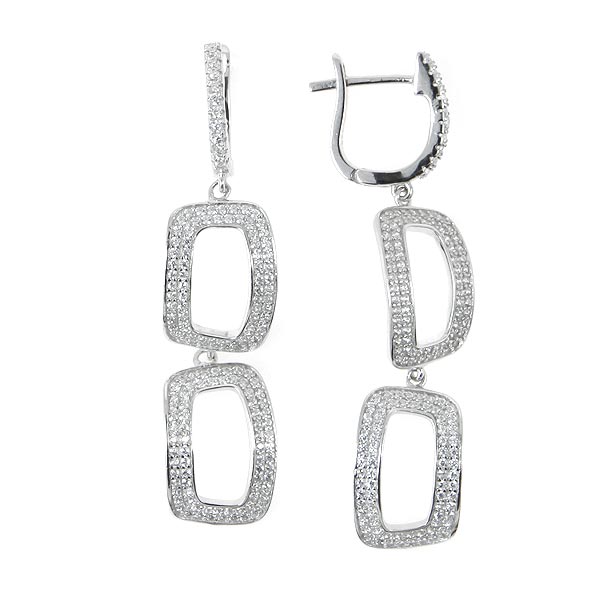 

Серьги подвески из серебра Balex Jewellery 2445910035, фианит, 2445910035