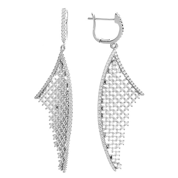 

Серьги подвески из серебра Balex Jewellery 2445910056, фианит, 2445910056