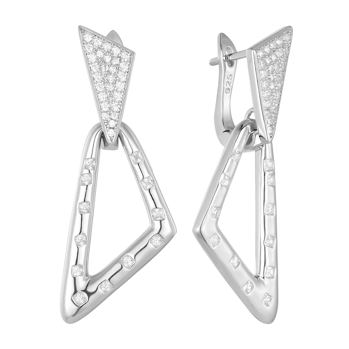 

Серьги подвески из серебра Balex Jewellery 2445910067, фианит, 2445910067