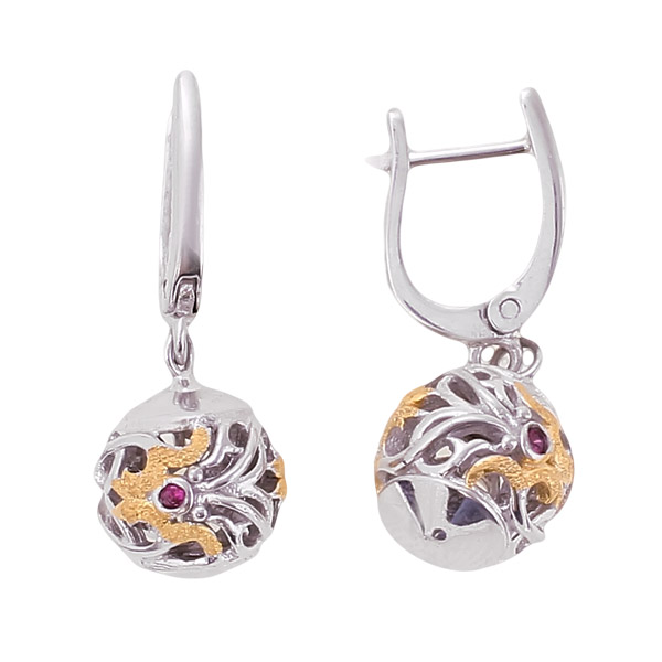 

Серьги подвески из серебра Balex Jewellery 2448930021, фианит, 2448930021