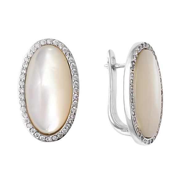 

Серьги женские из серебра Balex Jewellery 2448930023, перламутр/фианит