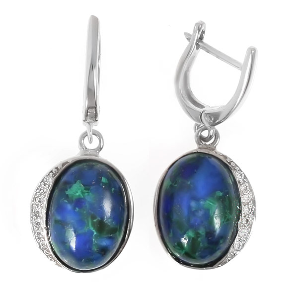 

Серьги женские из серебра Balex Jewellery 2448930026, азурит/фианит, 2448930026