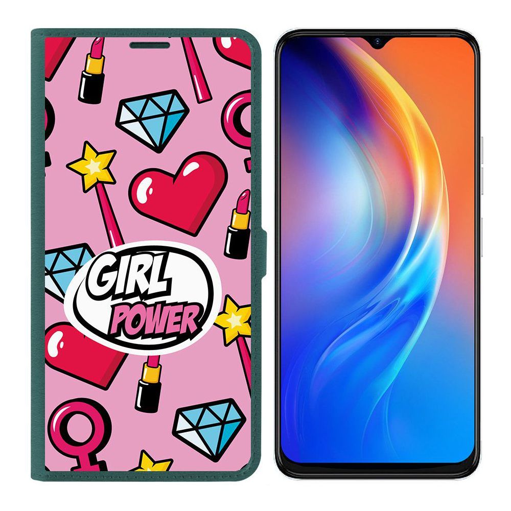 

Чехол-книжка Krutoff Eco Book для TECNO Spark 10 Girl Power (зелёный опал), Зеленый