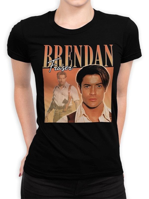 

Футболка женская DreamShirts Studio Брендан Фрейзер - Мумия 11 черная S, Черный, Брендан Фрейзер - Мумия 11