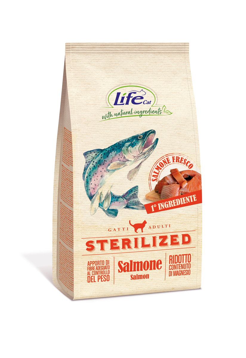 Сухой корм для кошек Lifecat Adult Sterilized Salmon, для стерилизованных, лосось, 400 г
