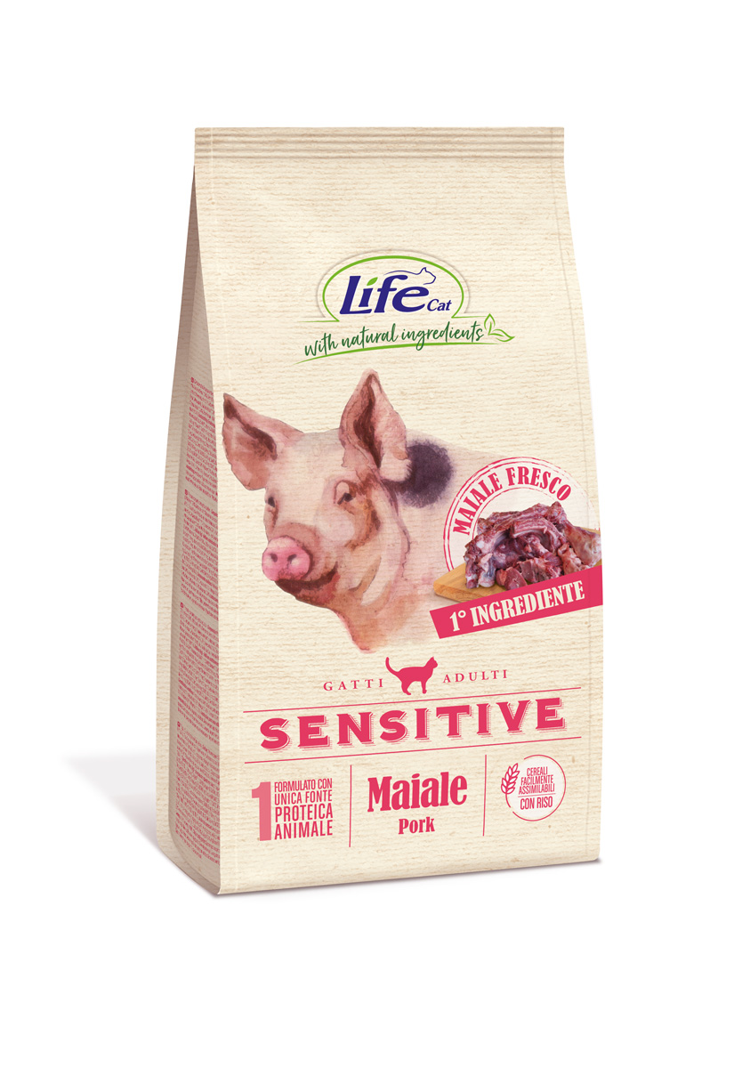 Сухой корм для кошек Lifecat Adult Sensitive Pork, свинина, 400 г