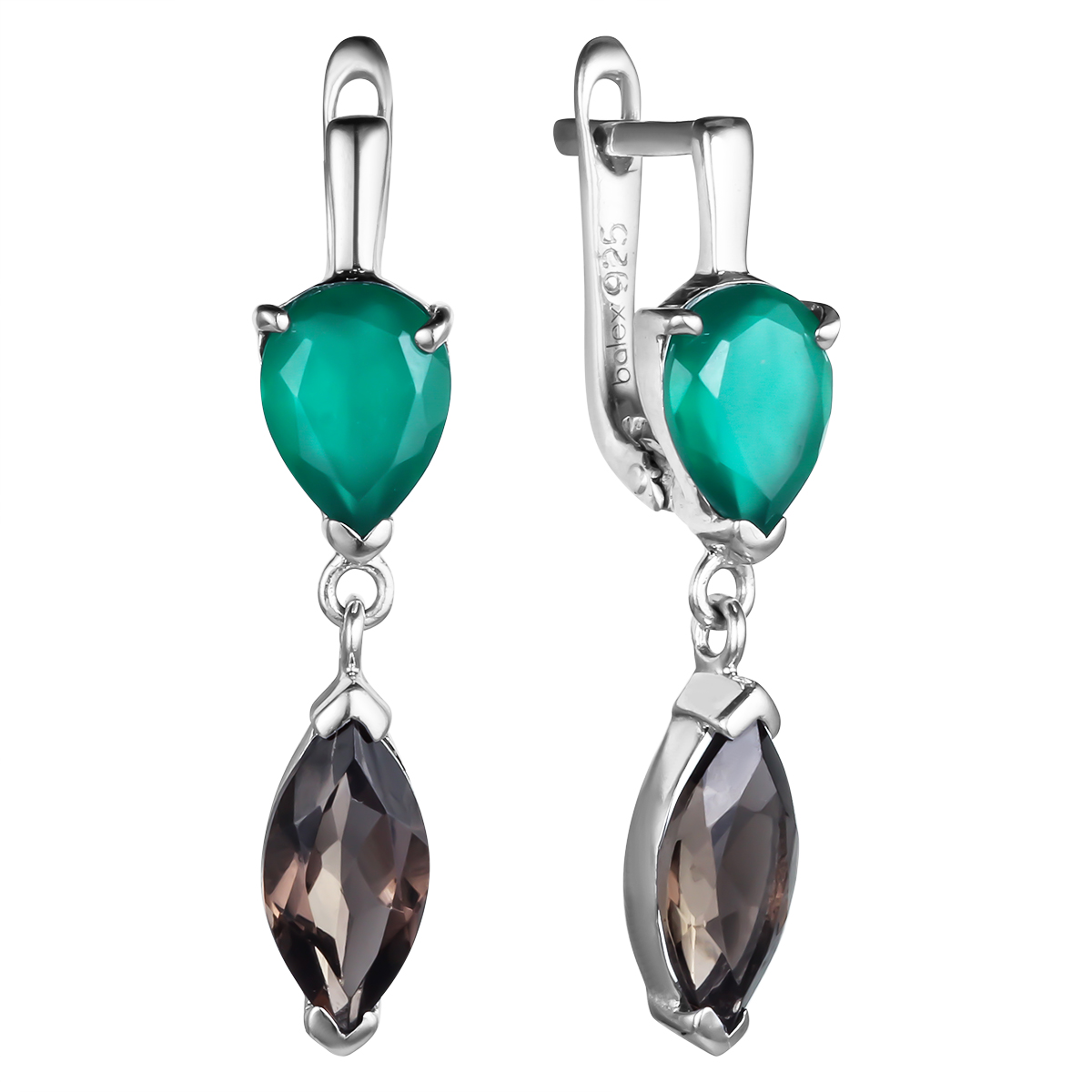 

Серьги женские из серебра Balex Jewellery 2457930005, агат/раухтопаз, 2457930005
