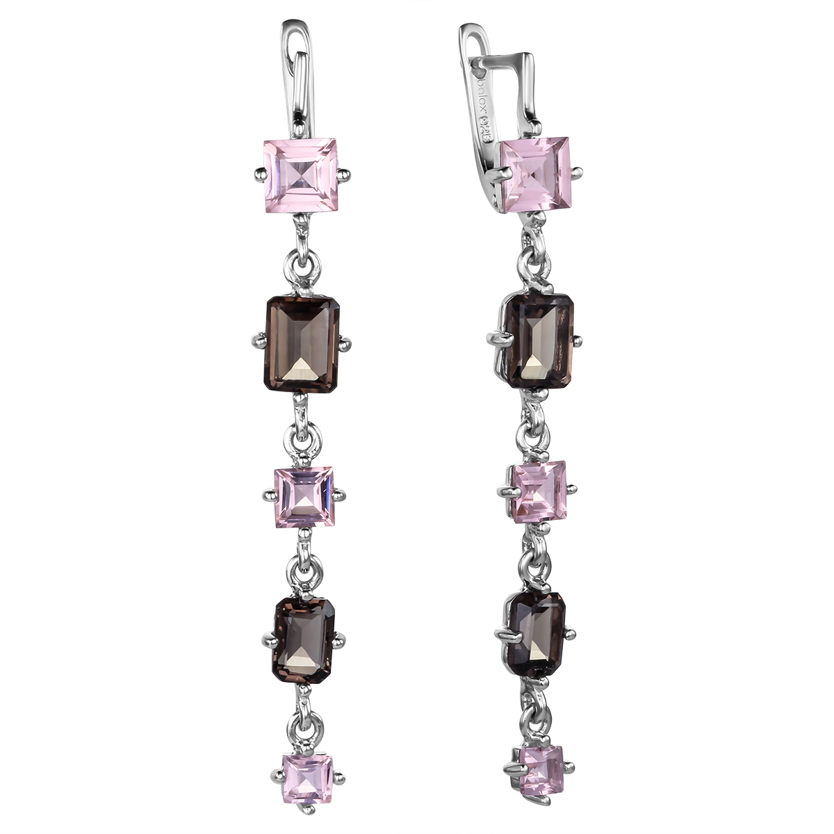 

Серьги женские из серебра Balex Jewellery 2457930020, раухтопаз/морганит, 2457930020