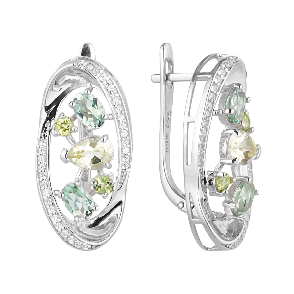 

Серьги из серебра Balex Jewellery 2457930044, кварц/шпинель/хризолит, 2457930044