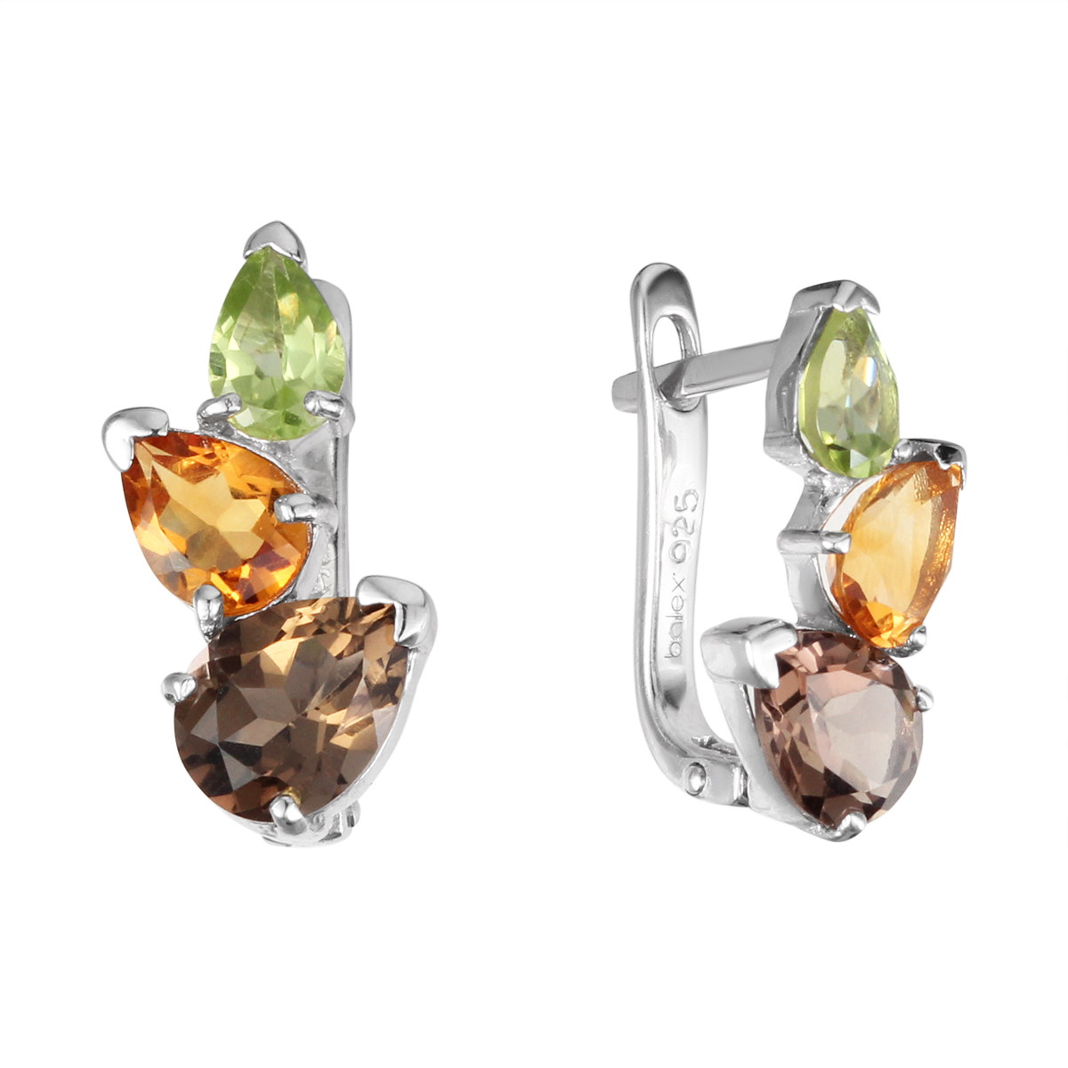 

Серьги женские из серебра Balex Jewellery 2457930045, раухтопаз/цитрин