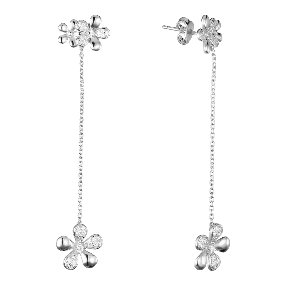 

Серьги подвески из серебра Balex Jewellery 2458910003, фианит, 2458910003