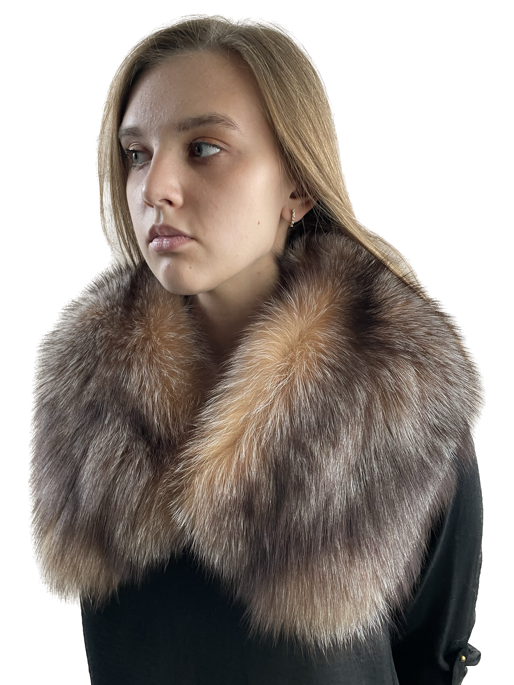 Шарф-воротник женский Королевство Птички & Бабочки Палех золотисто коричневый, 75х20 см