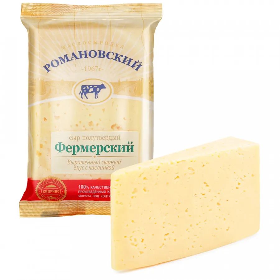 

Сыр полутвердый Романовский маслосыродел Фермерский 50% БЗМЖ