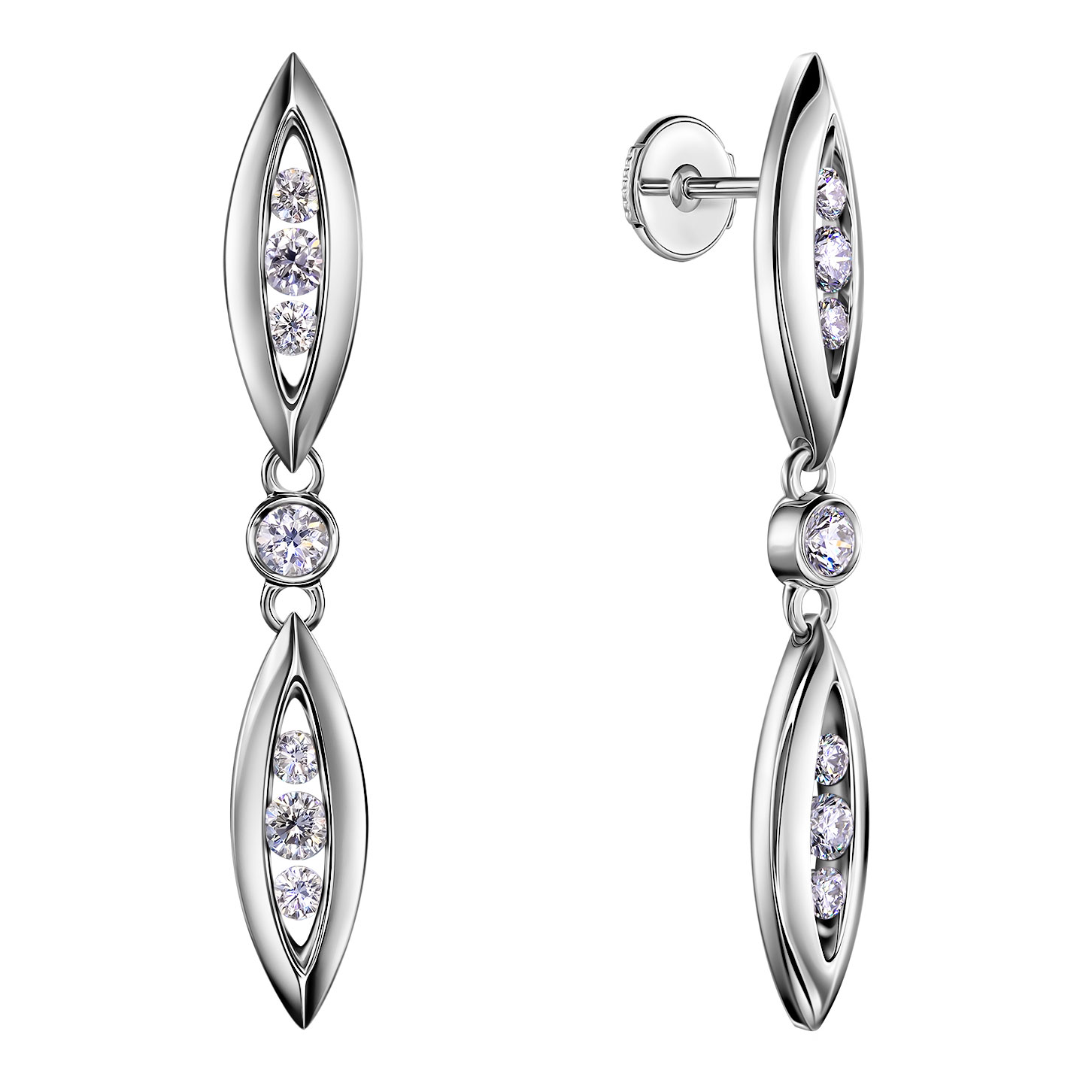 Серьги из белого золота с бриллиантом Арт-Модерн 020326-B