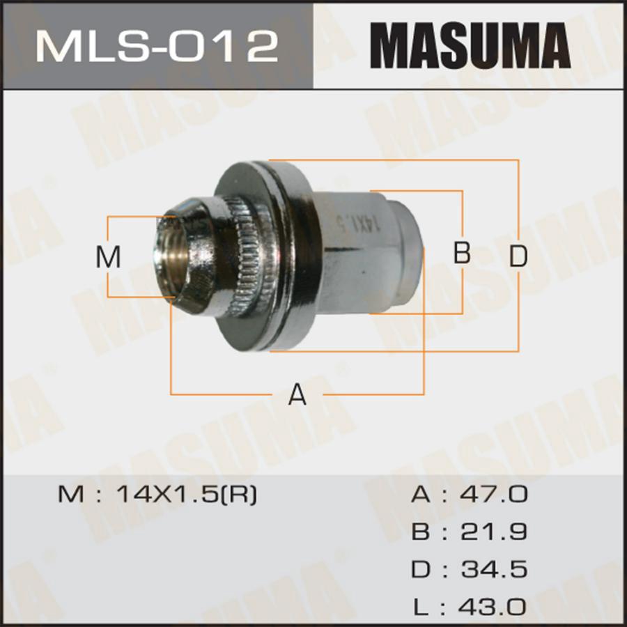 

MLS-012_гайка крепления колеса! M14x1.5 под ключ 22 Toyota Land Cruiser 4.2-4.7/4.2TD 98>