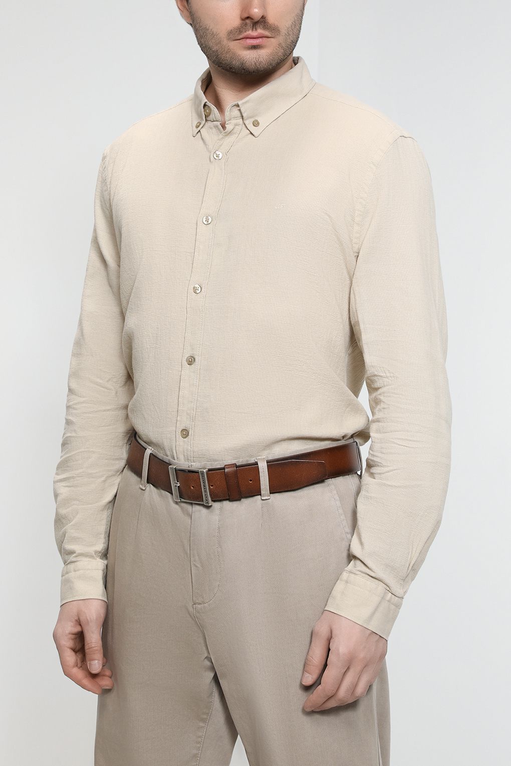 

Рубашка мужская Loft LF2027530 бежевая M, LF2027530