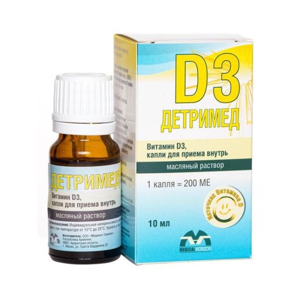 Витамин D3 для детей Детримед D3 капли для приема внутрь 200 МЕ 10 мл, Медикал Горизон  - купить со скидкой