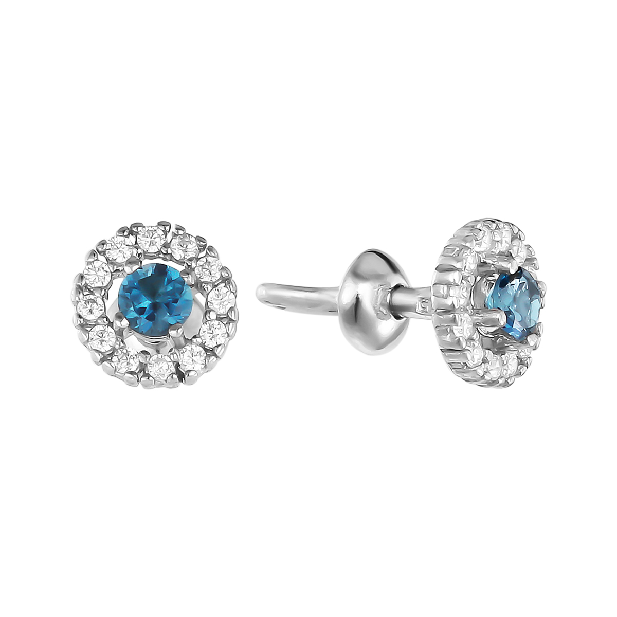 

Серьги-пусеты из серебра Balex Jewellery 2502685288, топаз/фианит, 2502685288