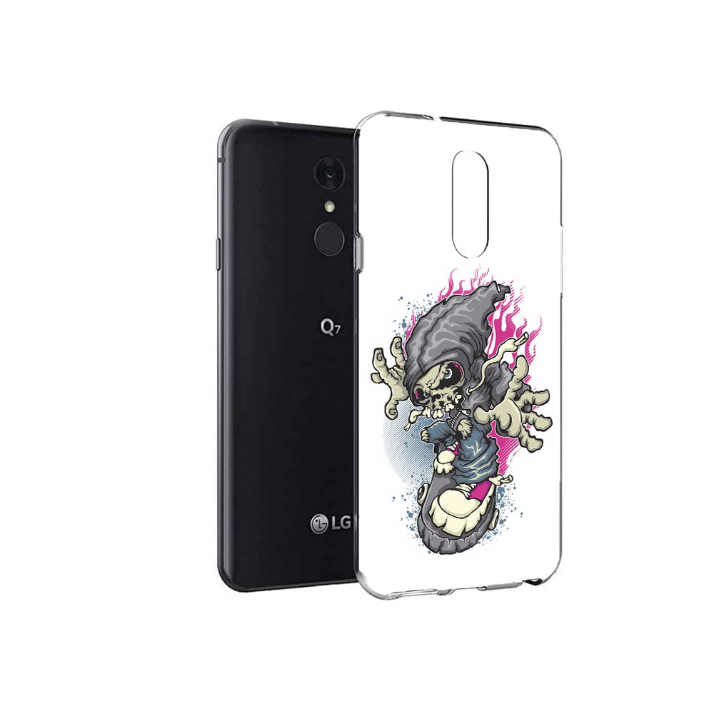фото Чехол mypads tocco для lg q7 нарисованный скелет на скейт борде (pt113427.75.512)