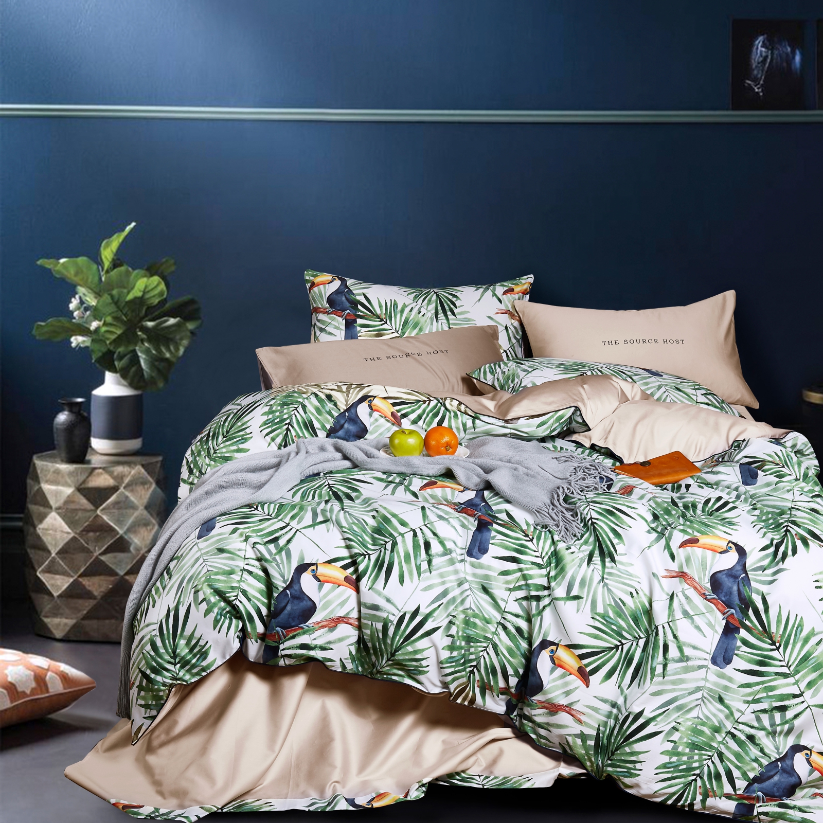 

Постельное белье Soft Box Riviera 2 спальное, мако-сатин, простынь на резинке 160х200, CT-KPB