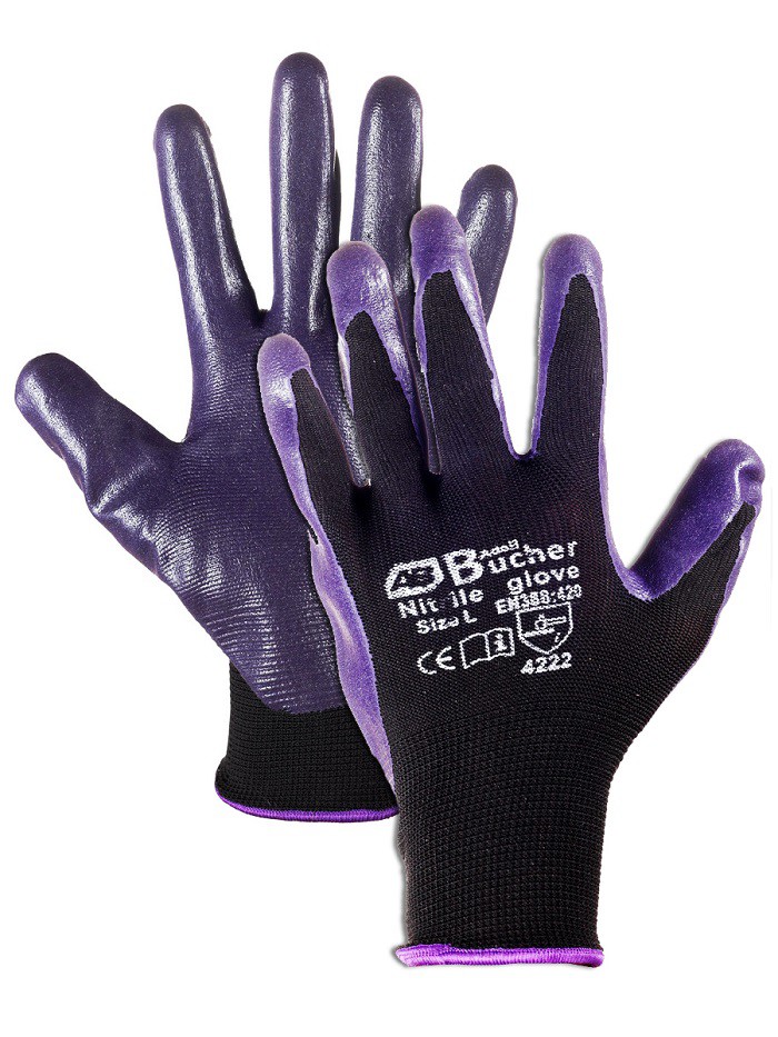 фото Перчатки хозяйственные с пенным пурпурным покрытием, размер l, 3 пары, adolf bucher adolf bucher