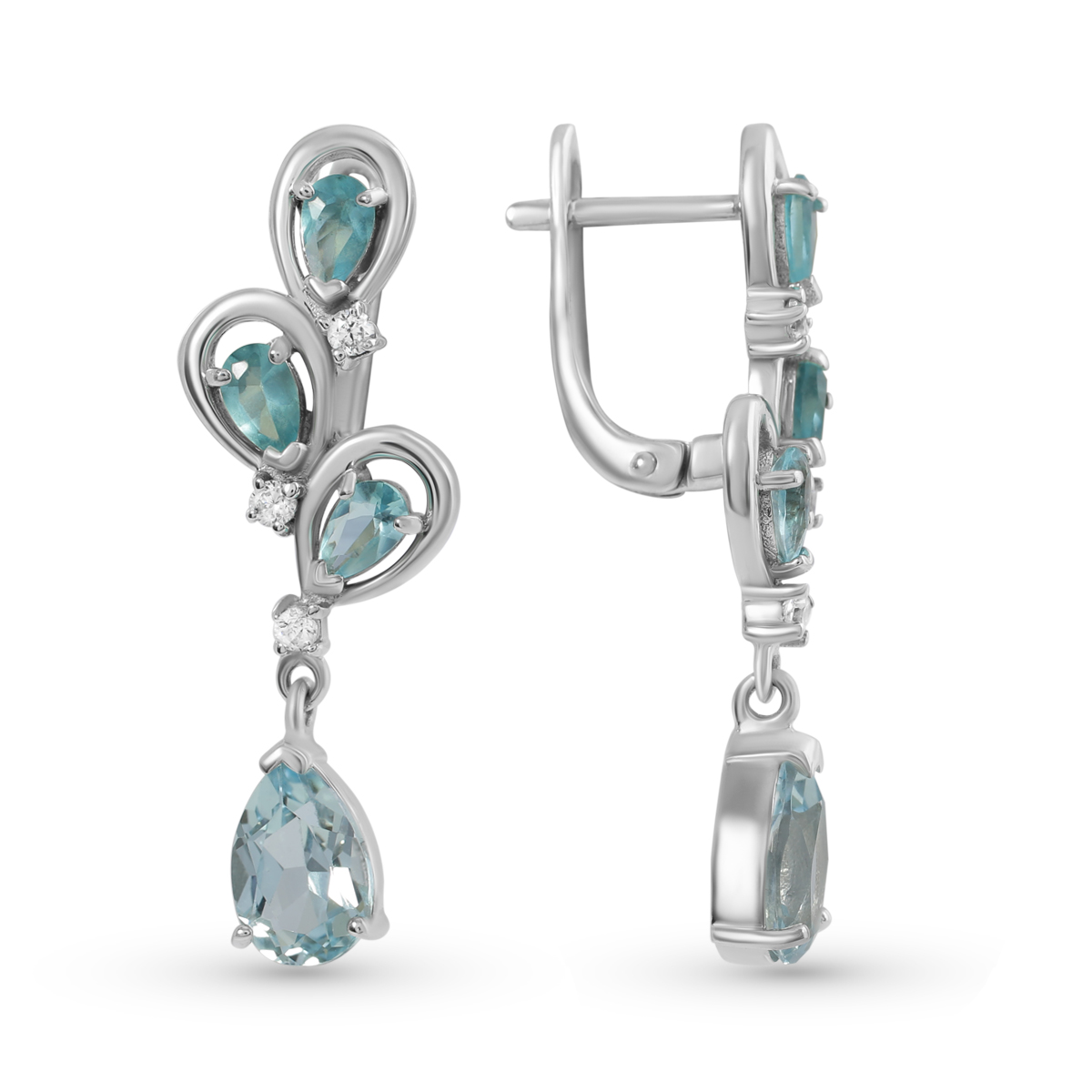 

Серьги подвески из серебра Balex Jewellery 2405837316, топаз/фианит, 2405837316