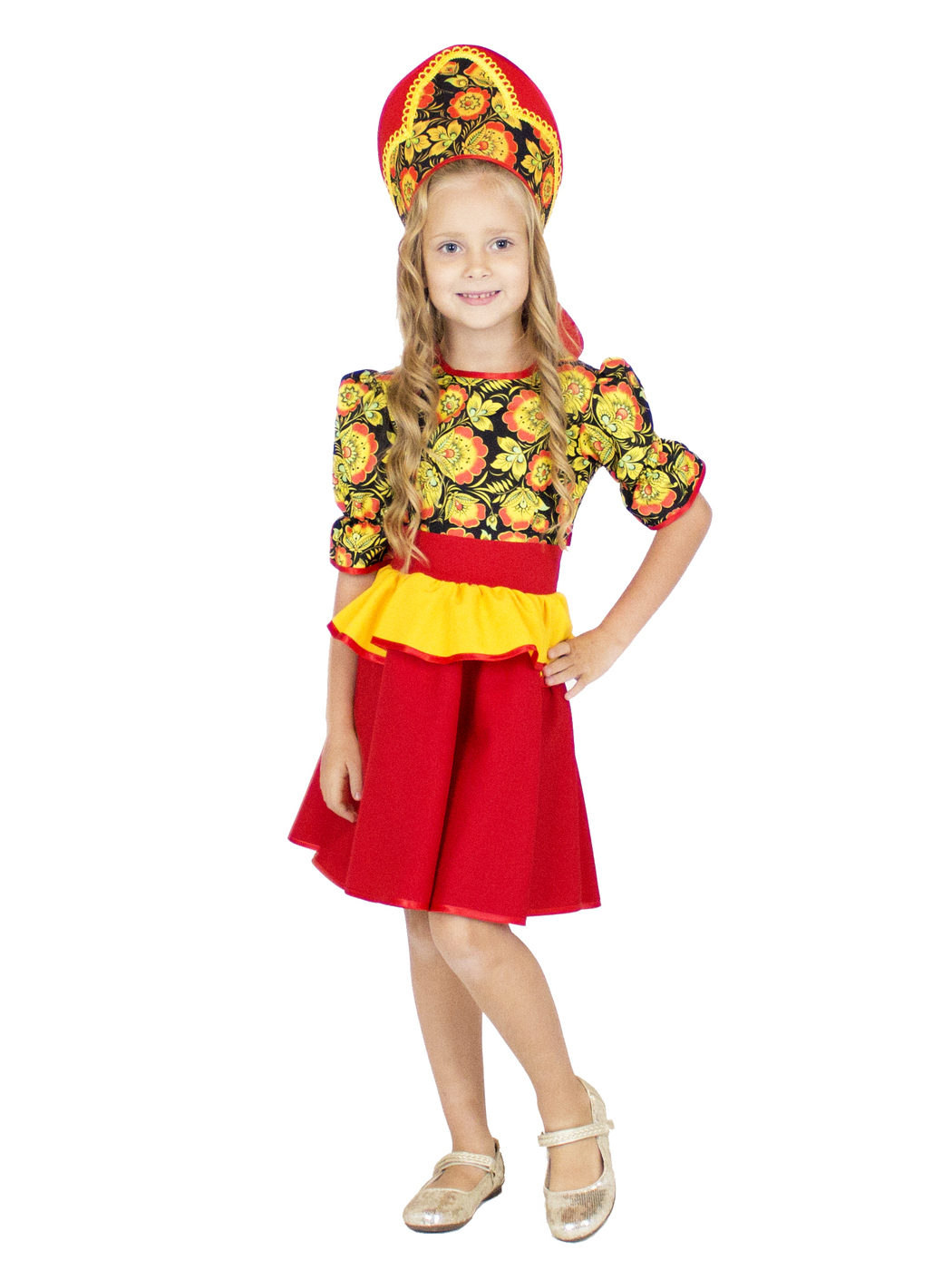 Карнавальный костюм детский Вестифика Хохломской сувенир, черный, красный, 140