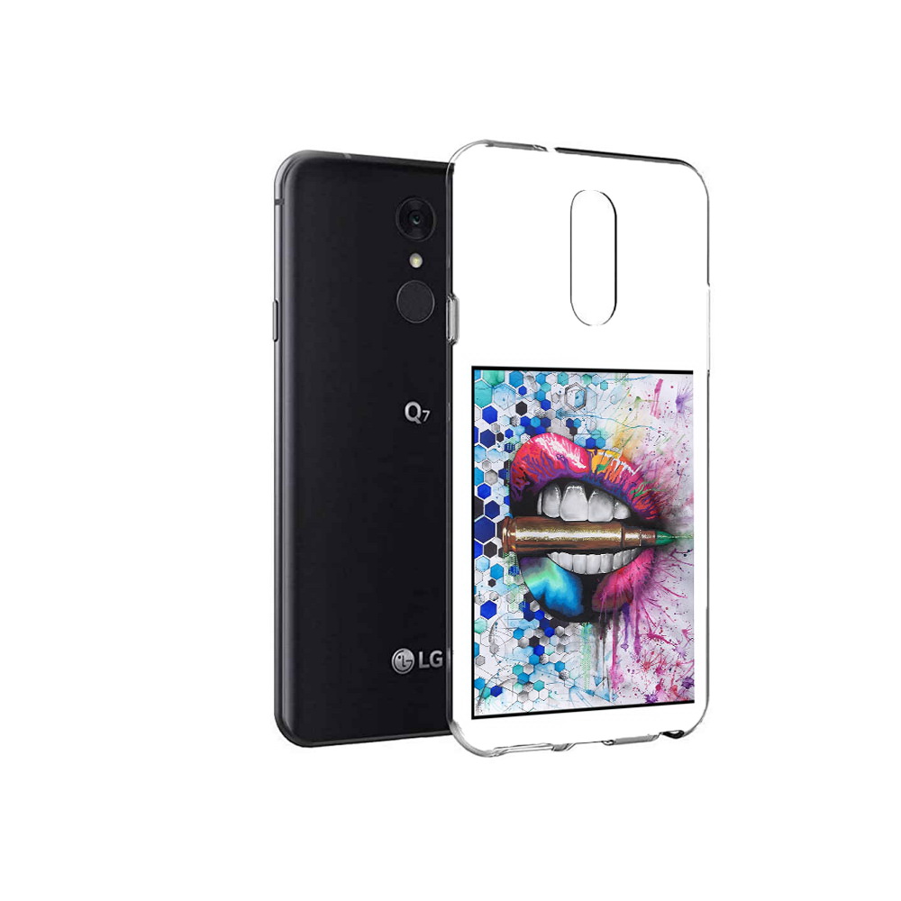 

Чехол MyPads Tocco для LG Q7 разноцветные губы с пулей (PT113427.75.571), Tocco