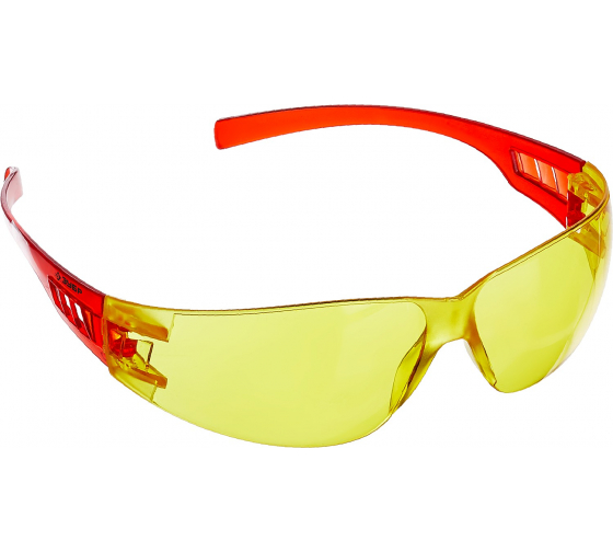 фото Защитные очки открытого типа зубр мастер, желтые, пластиковые дужки, 110326