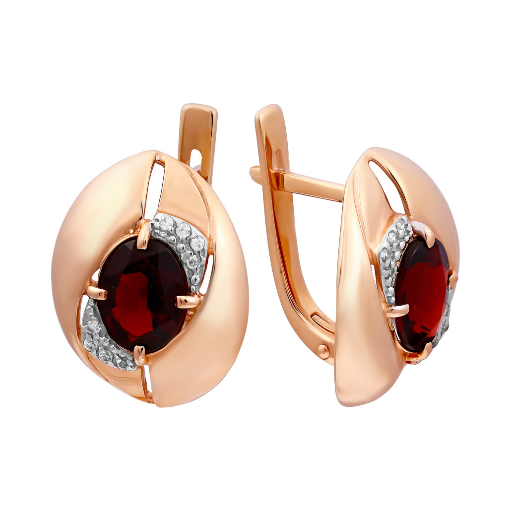 

Серьги из красного золота с гранатом Золото Дисконт 200-1122, 200-1122