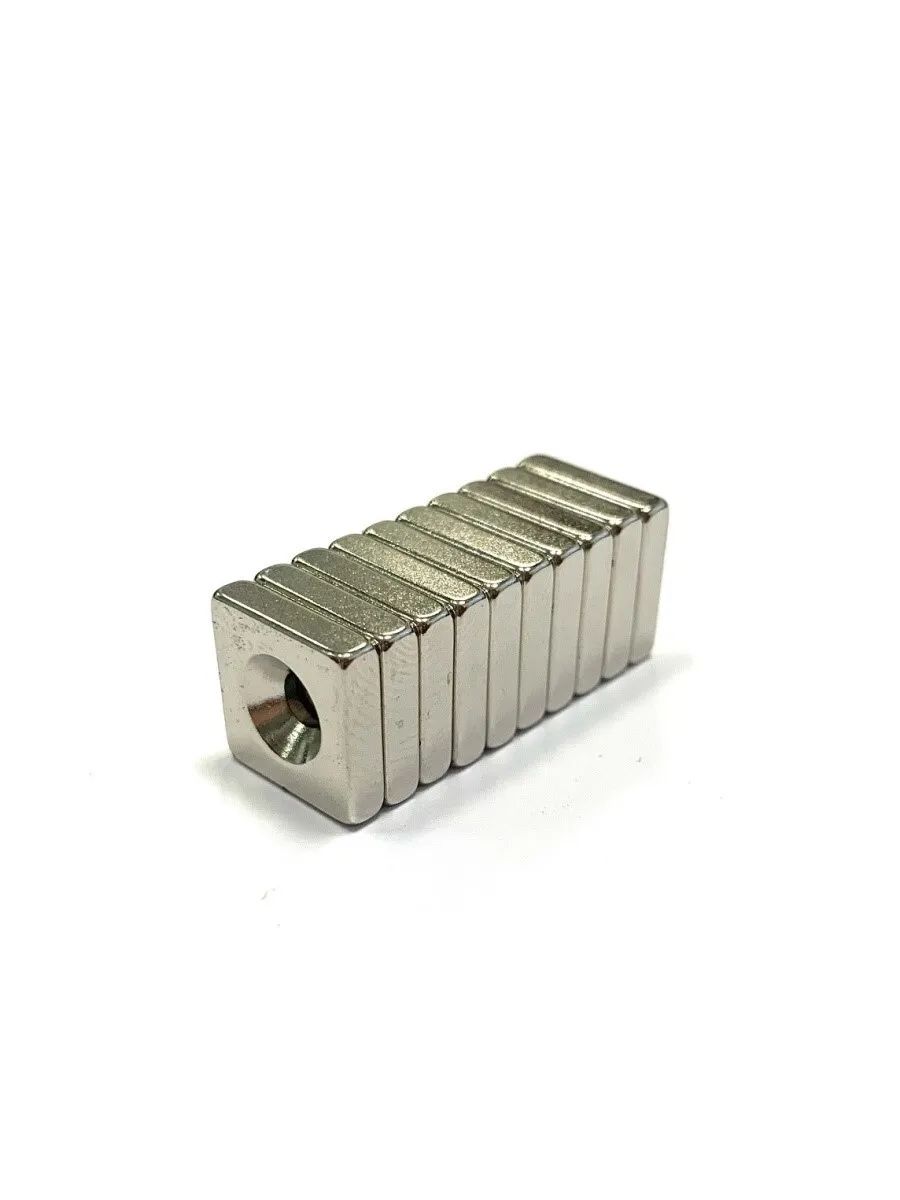 Неодимовый магнит MagElem 12х12х3 мм с зенковкой - 10 шт. ME063110