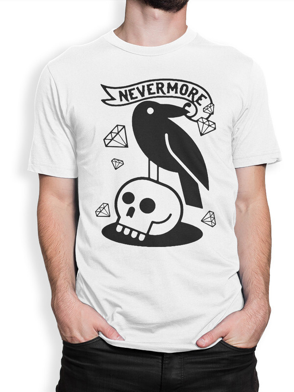 

Футболка мужская Dream Shirts Эдгар Аллан По - Nevermore белая 2XL, Эдгар Аллан По - Nevermore